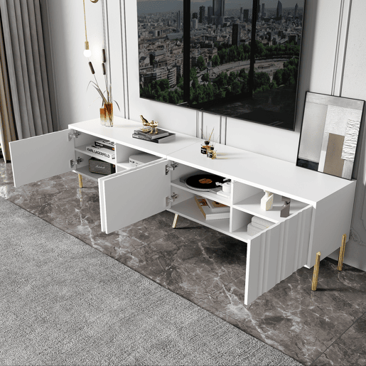 Móvel de TV 190cm de mdf e painel de partículas com 4 portas,branco