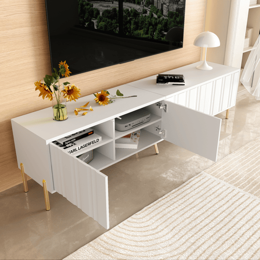 Móvel de TV 190cm de mdf e painel de partículas com 4 portas,branco