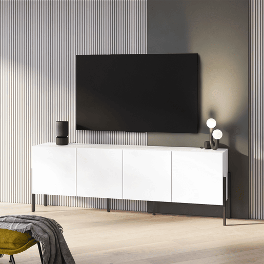 Bérénice Suporte de TV de 4 portas, 200 cm, branco