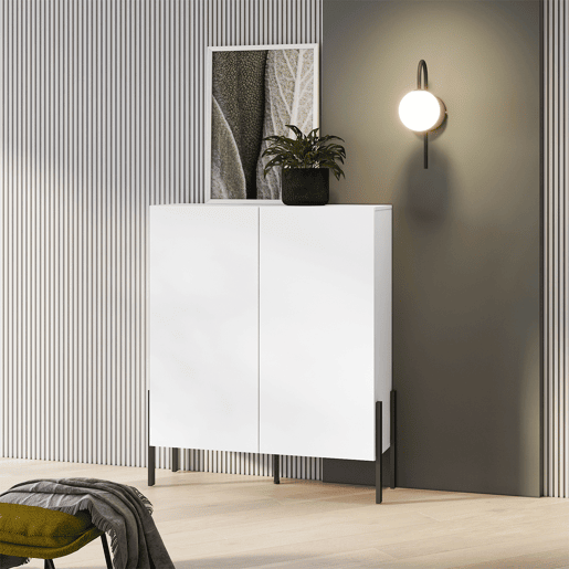Aparador alto 2 portas Bérénice Branco