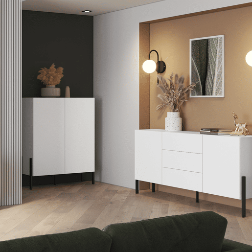 Aparador alto 2 portas Bérénice Branco