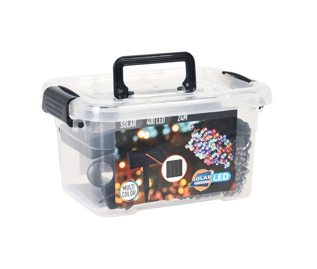 Well home cadena de luz led solar multicolor con 400 leds y panel solar policristalino