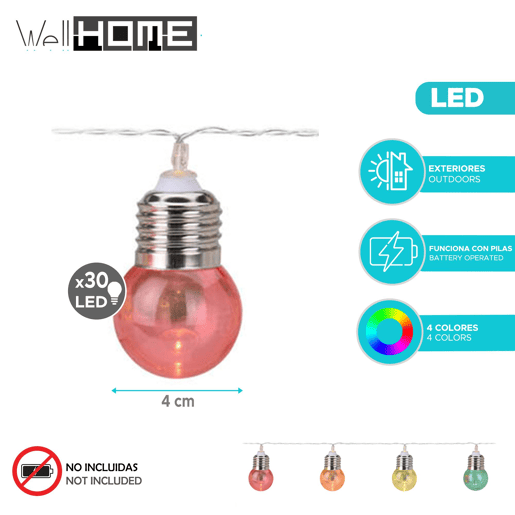 Well Home Party Lights - Fio de 30 lâmpadas