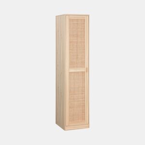 Armário para toucador em madeira e cana, 1 porta, 5 prateleiras, Camargue, Natural, 40x48x180 cm