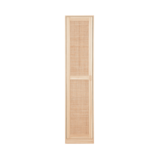 Armário para toucador em madeira e cana, 1 porta, 5 prateleiras, Camargue, Natural, 40x48x180 cm