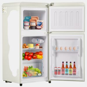 Frigorífico mini retro 88,8cm 60L de ferro e plástico com 2 portas e luz led,branco