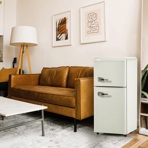 Frigorífico mini retro 88,8cm 60L de ferro e plástico com 2 portas e luz led,branco