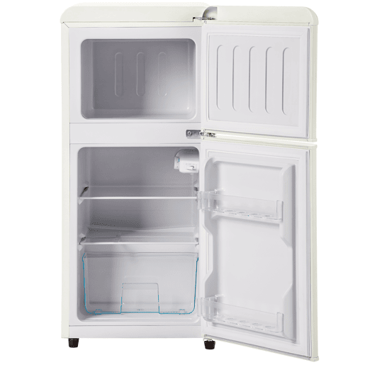 Frigorífico mini retro 88,8cm 60L de ferro e plástico com 2 portas e luz led,branco