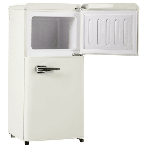 Frigorífico mini retro 88,8cm 60L de ferro e plástico com 2 portas e luz led,branco