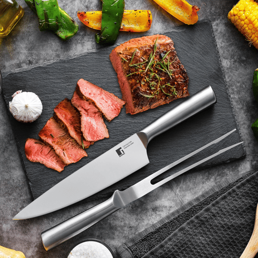 Conjunto de faca de chef para churrasco Bergner + garfo de carne