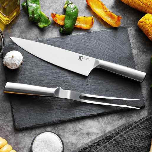 Conjunto de faca de chef para churrasco Bergner + garfo de carne
