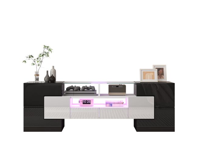 Mueble TV de panel de partículas con 4 puertas y 2 cajones 145