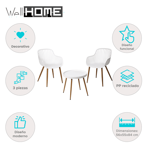 Conjunto de jardim de 3 peças Well Home