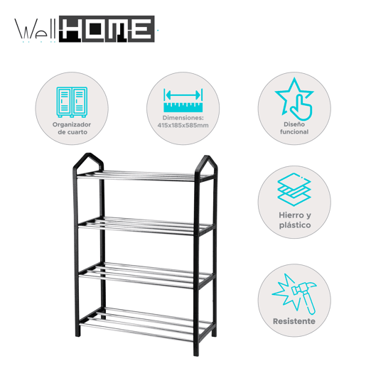 Well Home Organizador de sapatos de 4 camadas