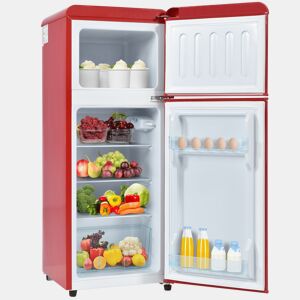 Frigorífico mini retro 105,5cm 92L de plástico com 2 portas e luz led,vermelho