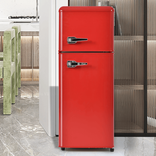 Frigorífico mini retro 105,5cm 92L de plástico com 2 portas e luz led,vermelho
