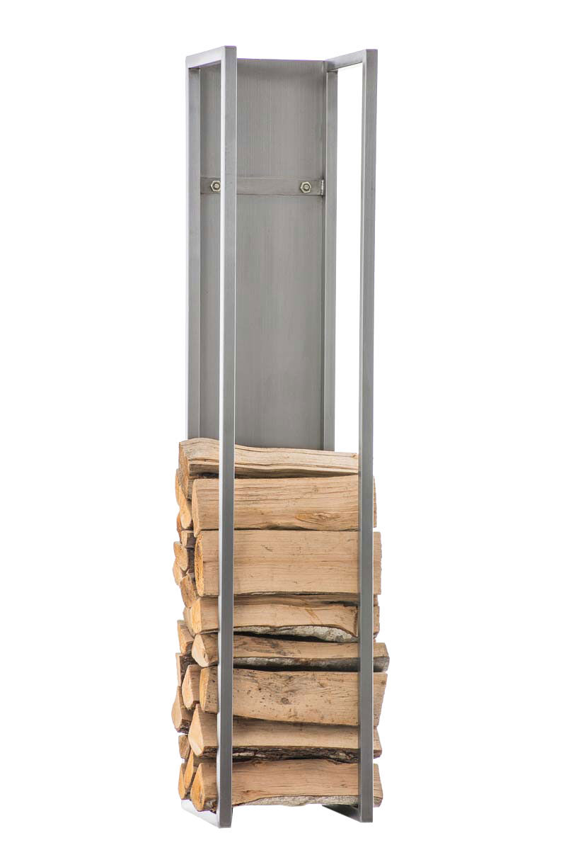 Leñero spark metal acero inoxidable 25x25x100 cm