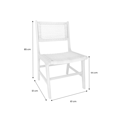 Cadeira de jardim de cana e madeira, set de 4, Ocara, Natural, 61x51x85 cm