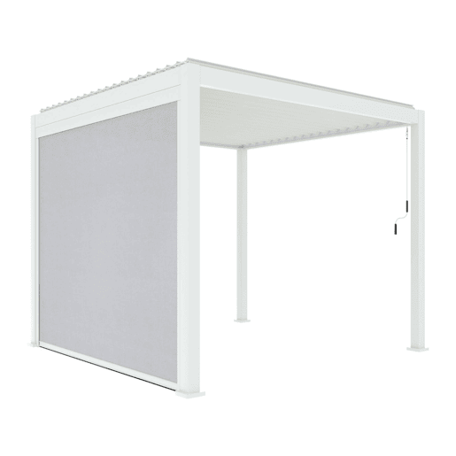 Pérgola bioclimática alumínio 3x3m V2 + 1 store 3m , Triomphe 3x3m V2+ acessórios, Branco, 301x301x250 cm