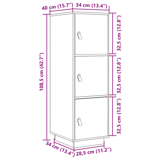 vidaXL Aparador alto 34x40x108,5 cm pinho maciço branco vidaXL Aparador alto 34x40x108,5 cm pinho maciço branco