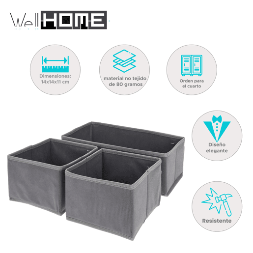 Conjunto organizador de 3 peças Well Home