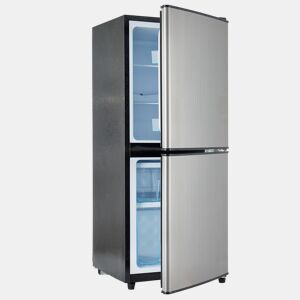 Frigorífico mini 102cm 106L de aço inoxidável com 2 portas e luz led,prateado
