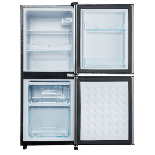 Frigorífico mini 102cm 106L de aço inoxidável com 2 portas e luz led,prateado