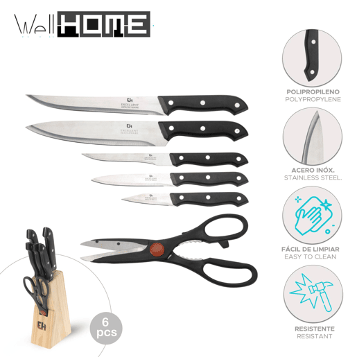 Conjunto de facas Well Home 6 unidades