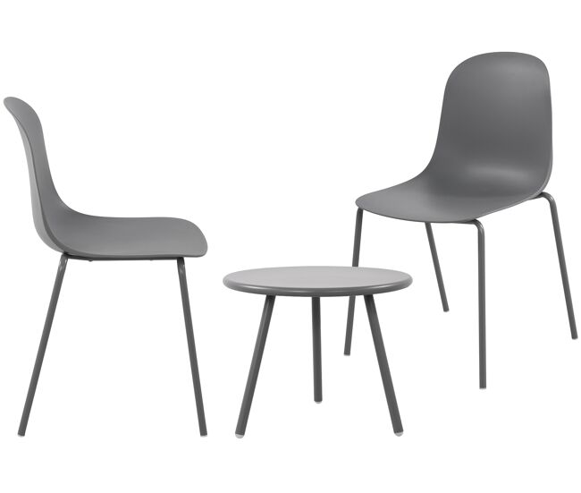 Suite de 2 plazas berdin plástico gris oscuro 50x156x85 cm