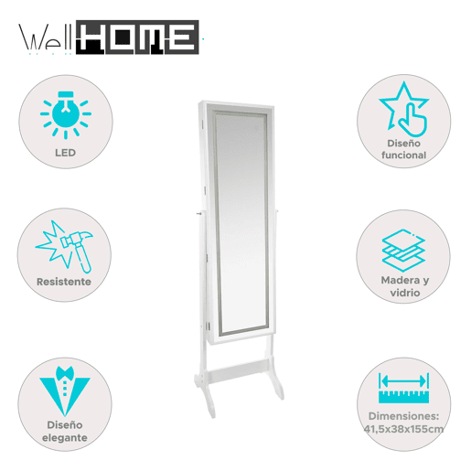 WELL HOME - Armário para joias LED