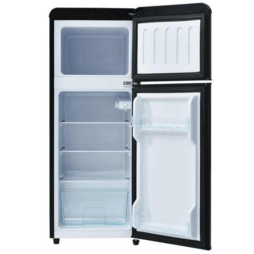 Frigorífico mini retro 105,5cm 92L de plástico com 2 portas e luz led,preto