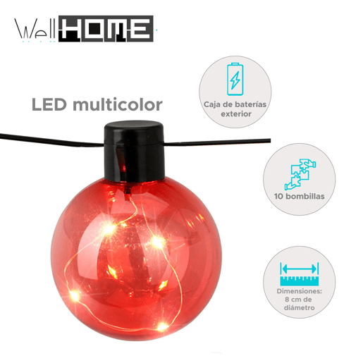 Well Home LED String Lights com temporizador e 10 lâmpadas