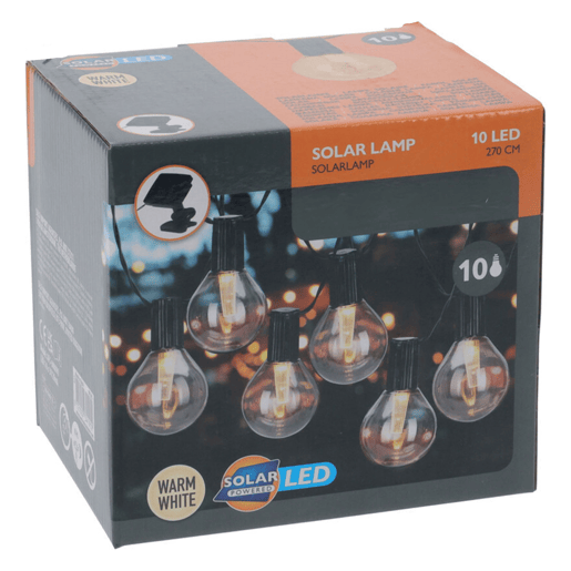 Well Home Conjunto de 10 luzes solares quentes para festas com painel de LED