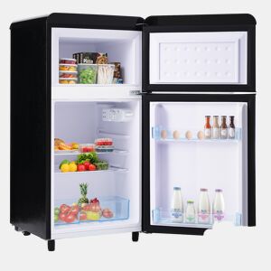Frigorífico mini retro 91cm 72L de ferro e plástico com 2 portas e luz led,preto