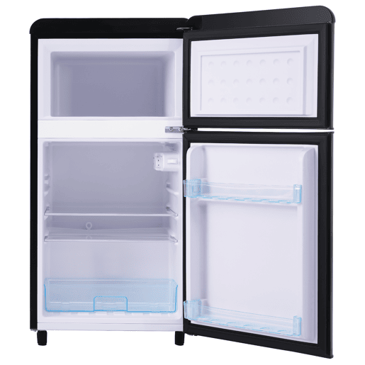 Frigorífico mini retro 91cm 72L de ferro e plástico com 2 portas e luz led,preto