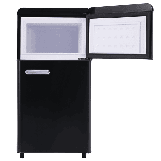 Frigorífico mini retro 91cm 72L de ferro e plástico com 2 portas e luz led,preto