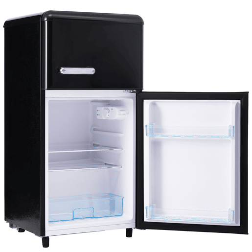 Frigorífico mini retro 91cm 72L de ferro e plástico com 2 portas e luz led,preto