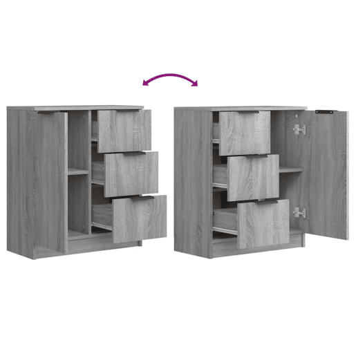 vidaXL Aparadores 2 pcs 60x30x70 cm madeira processada cinzento sonoma vidaXL Aparadores 2 pcs 60x30x70 cm madeira processada cinzento sonoma