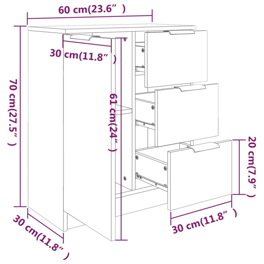 vidaXL Aparadores 2 pcs 60x30x70 cm madeira processada cinzento sonoma vidaXL Aparadores 2 pcs 60x30x70 cm madeira processada cinzento sonoma