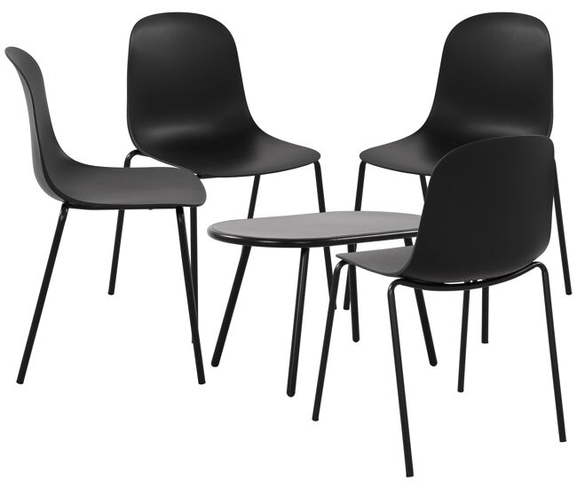 Suite de 4 plazas veldin plástico negro 147x186x85 cm