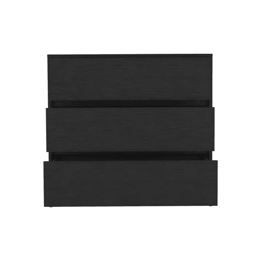 Cómoda Austin em melamina com 3 gavetas com calhas metálicas, preta , 80 cm X 85 cm X 42 cm