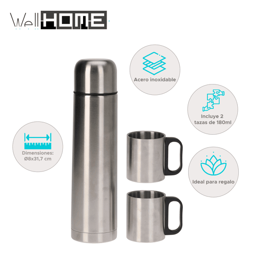 Well Home Thermos Bullet Modelo - Inclui 2 xícaras