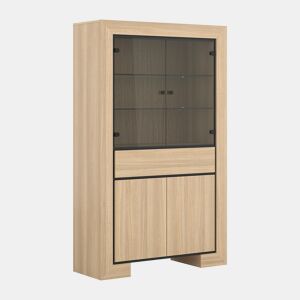 Cómoda Lucius Madeira e Preto 4 portas 1 gaveta