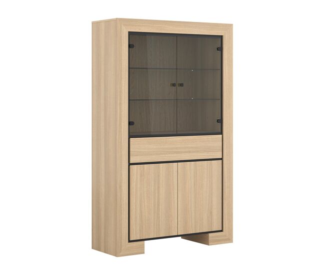 Mueble vajillero 4 puertas 1 cajón lucius madera y negro