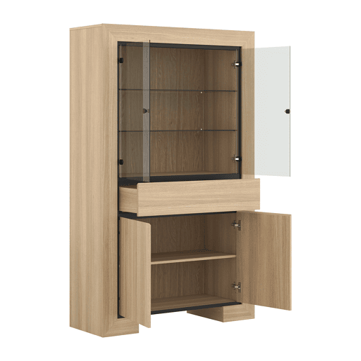 Cómoda Lucius Madeira e Preto 4 portas 1 gaveta