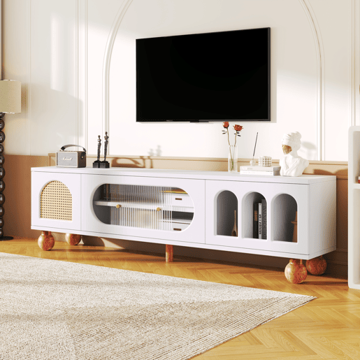 Móvel de TV 170cm de painel de partículas com 3 portas,branco