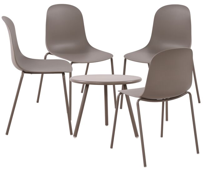 Suite de 4 plazas mindin plástico gris topo 166x166x85 cm