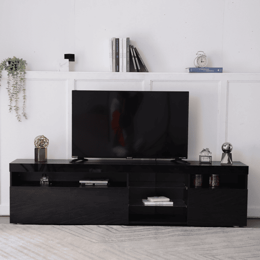 Móvel de TV 180cm de mdf com 3 portas e luz led,preto