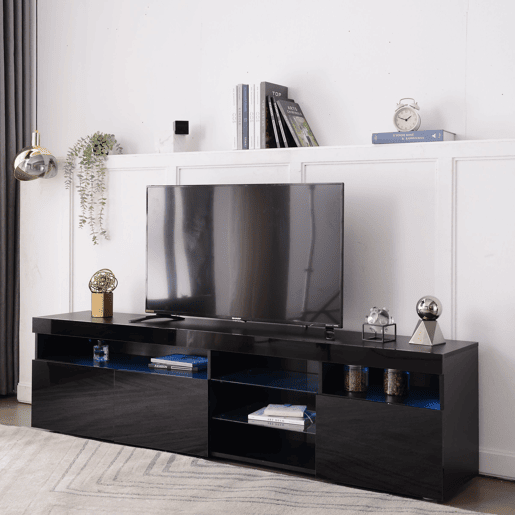 Móvel de TV 180cm de mdf com 3 portas e luz led,preto