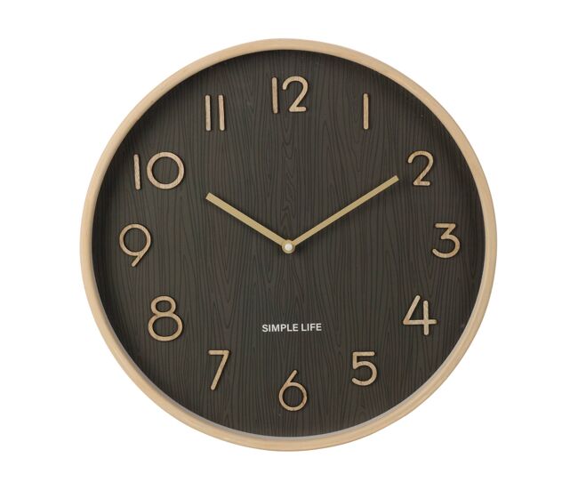 Well home reloj de pared de madera aspecto moderno color marrón oscuro ø38x5 cm